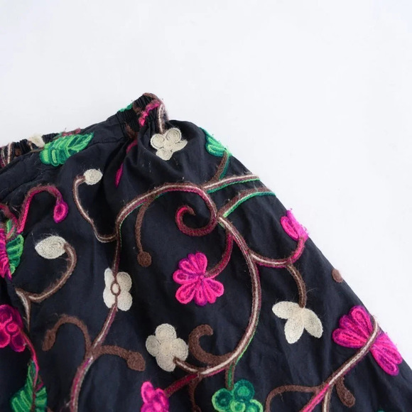 Handmade Black With Neon Pink Floral Bell Bottom Pants Clowncore - Picture 10 of 11